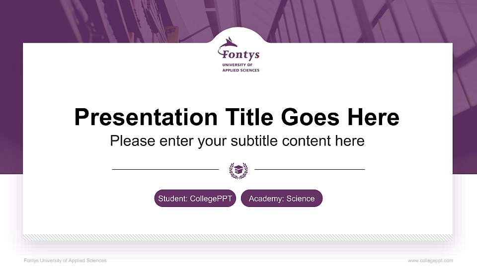 Fontys University of Applied Sciences National Scholarship Defense PPT Template16:9 ratio PPT effect preview image