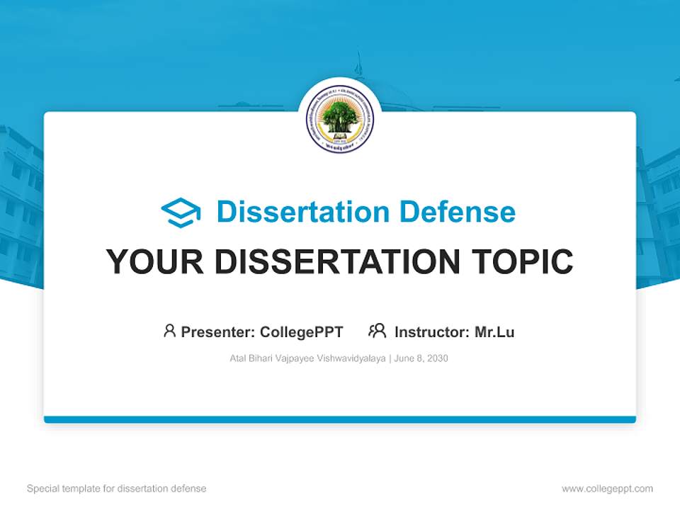 Atal Bihari Vajpayee Vishwavidyalaya Graduation Thesis Defense PPT Template4:3 ratio PPT effect preview image7