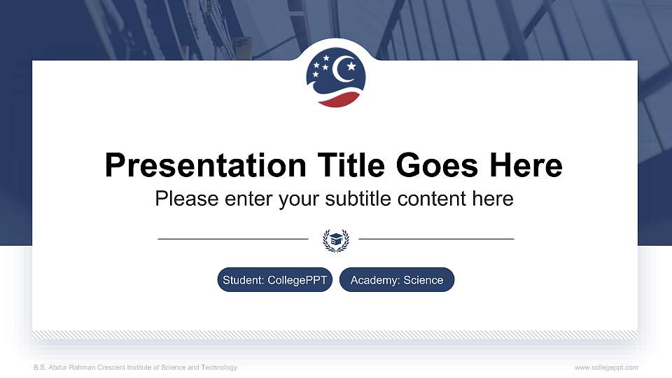 B.S. Abdur Rahman Crescent Institute of Science and Technology National Scholarship Defense PPT Template16:9 ratio PPT effect preview image