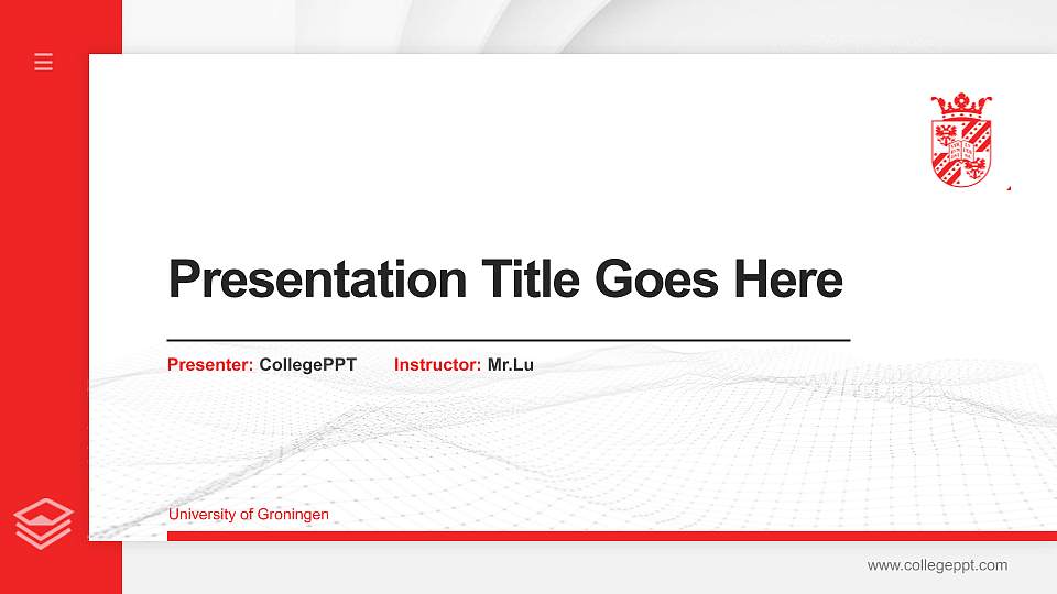 University of Groningen Thesis Proposal/Graduation Defense PPT Template16:9 ratio PPT effect preview image