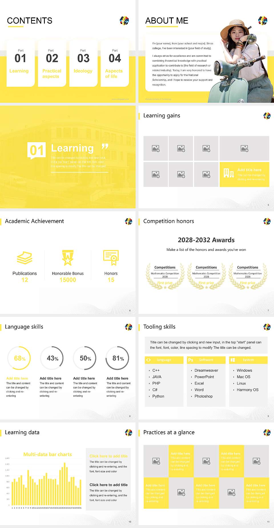 Waikato Institute of Technology National Scholarship Defense PPT Template4:3 ratio PPT effect preview image2