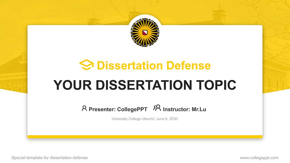 University College Utrecht Graduation Thesis Defense PPT Template16:9 ratio PPT effect preview image