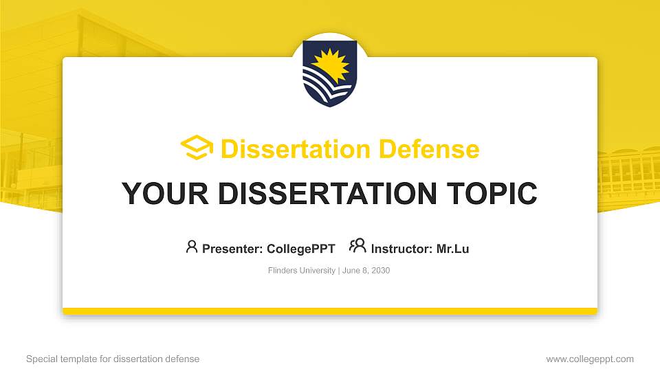 Flinders University Graduation Thesis Defense PPT Template16:9 ratio PPT effect preview image