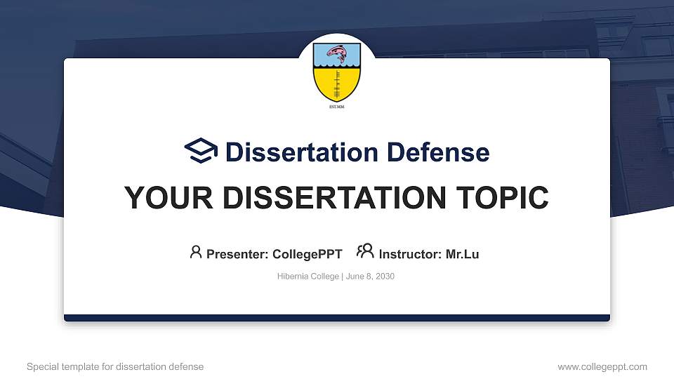 Hibernia College Graduation Thesis Defense PPT Template16:9 ratio PPT effect preview image