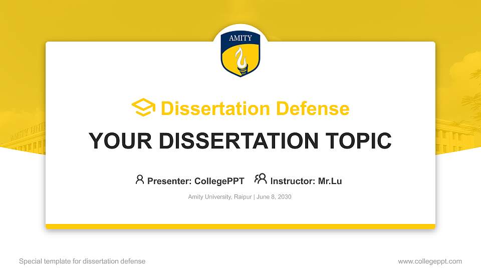Amity University, Raipur Graduation Thesis Defense PPT Template16:9 ratio PPT effect preview image
