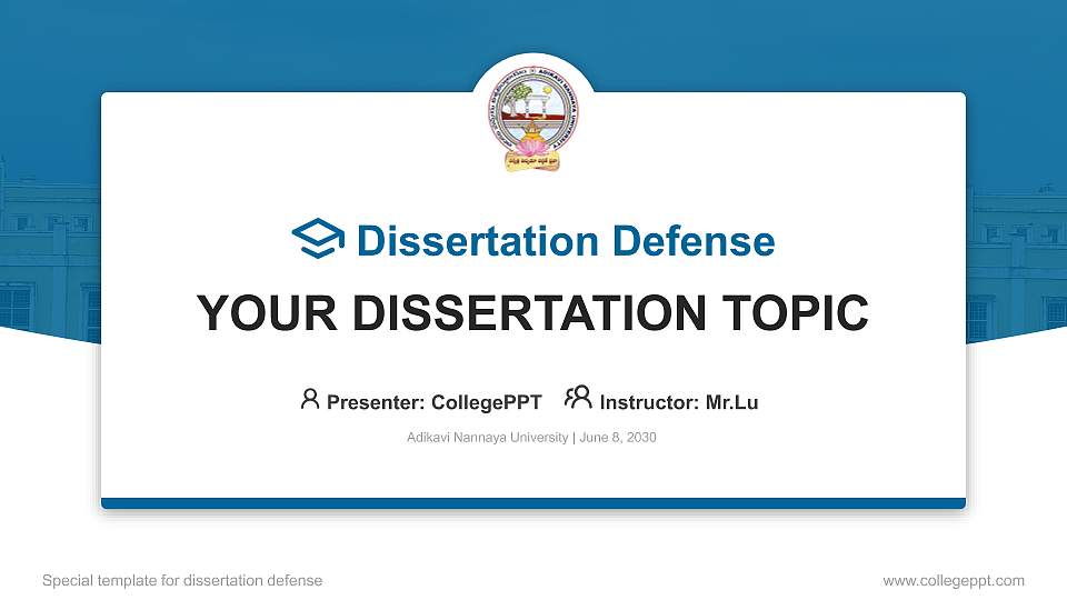 Adikavi Nannaya University Graduation Thesis Defense PPT Template16:9 ratio PPT effect preview image
