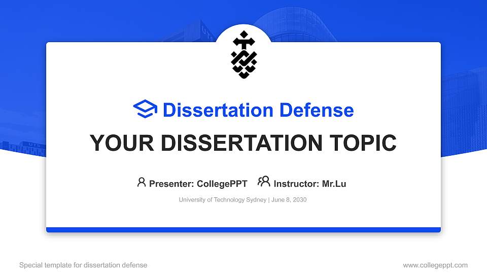 University of Technology Sydney Graduation Thesis Defense PPT Template16:9 ratio PPT effect preview image