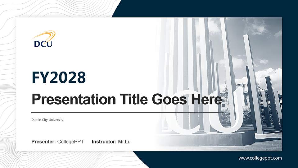 Dublin City University Academic Presentation/Research Findings Report PPT Template16:9 ratio PPT effect preview image