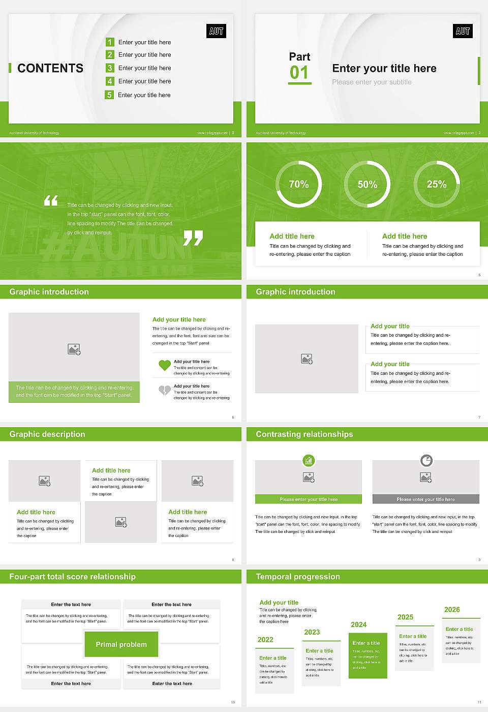 Auckland University of Technology Thesis Proposal/Graduation Defense PPT Template16:9 ratio PPT effect preview image2