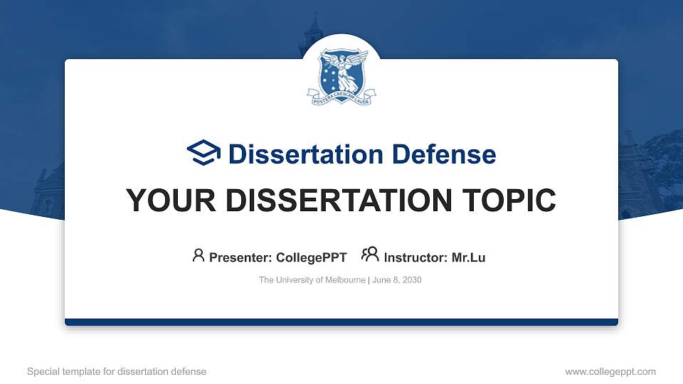 The University of Melbourne Graduation Thesis Defense PPT Template16:9 ratio PPT effect preview image
