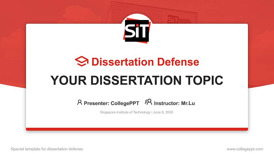 Singapore Institute of Technology Graduation Thesis Defense PPT Template16:9 ratio PPT effect preview image