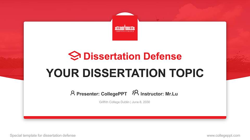 Griffith College Dublin Graduation Thesis Defense PPT Template16:9 ratio PPT effect preview image