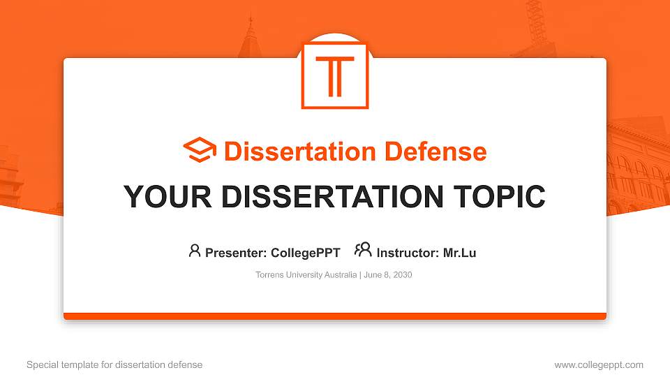 Torrens University Australia Graduation Thesis Defense PPT Template16:9 ratio PPT effect preview image