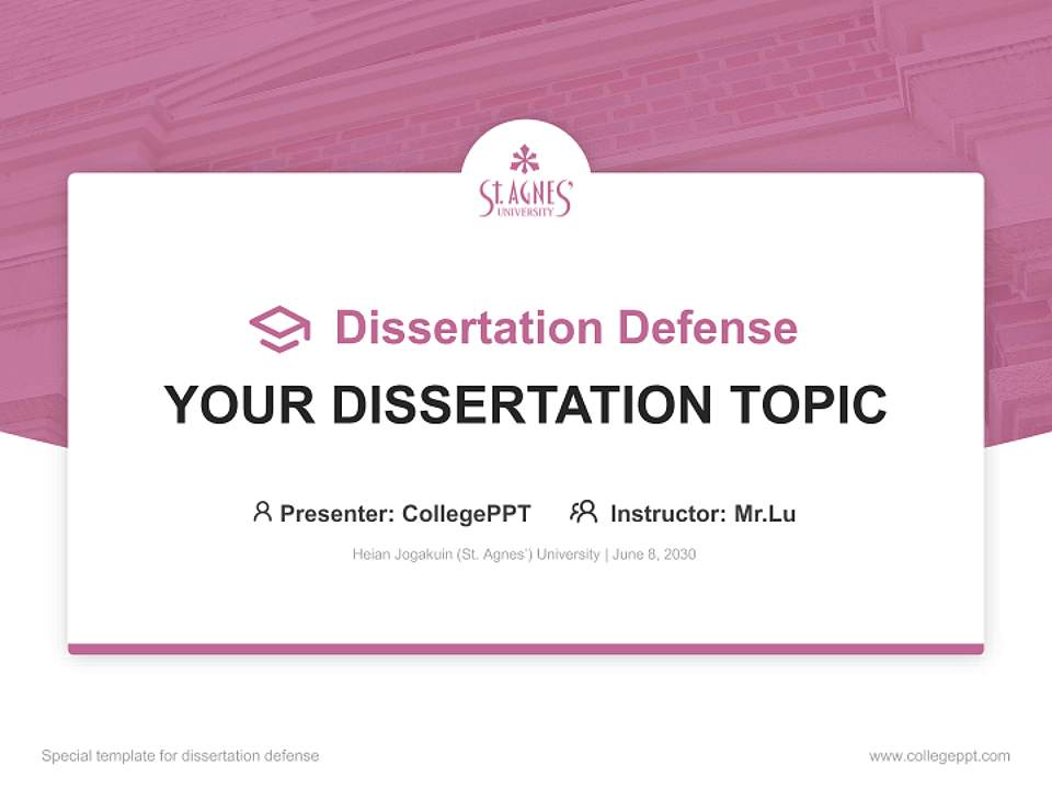 Heian Jogakuin (St. Agnes’) University Graduation Thesis Defense PPT Template4:3 ratio PPT effect preview image7