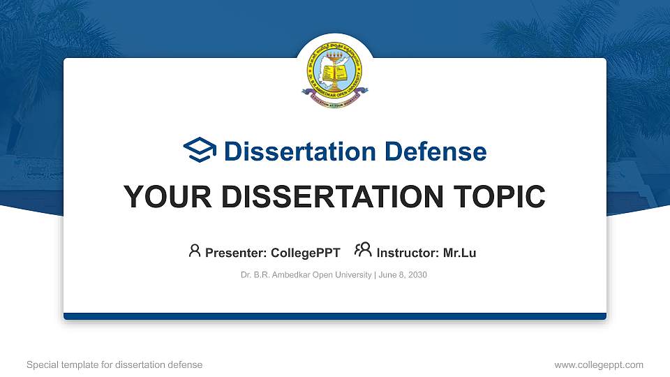 Dr. B.R. Ambedkar Open University Graduation Thesis Defense PPT Template16:9 ratio PPT effect preview image1