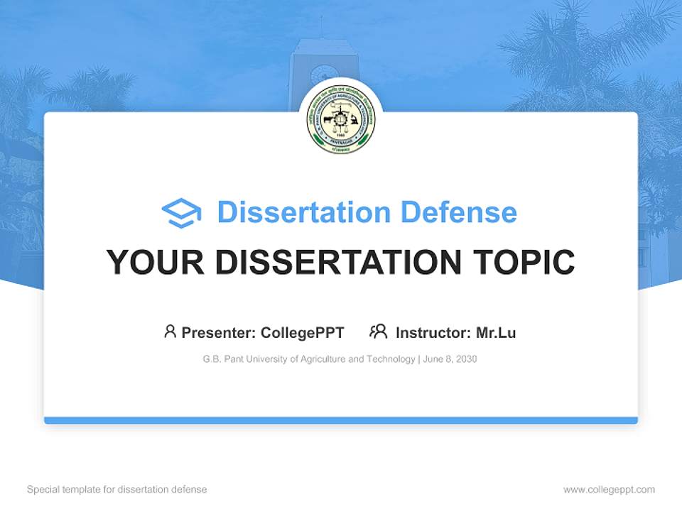 G.B. Pant University of Agriculture and Technology Graduation Thesis Defense PPT Template4:3 ratio PPT effect preview image7