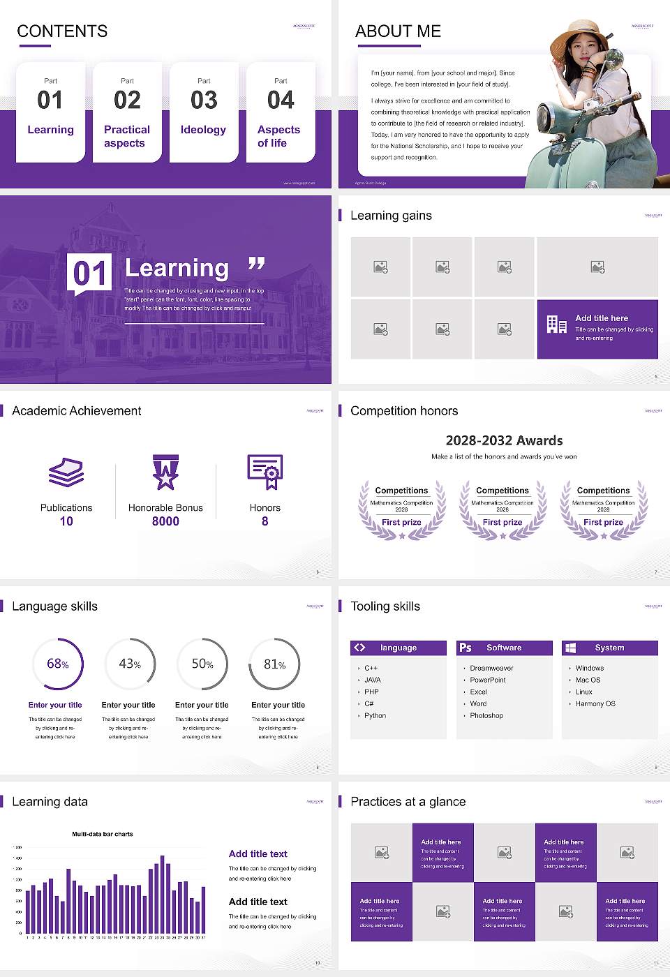 Agnes Scott College National Scholarship Defense PPT Template16:9 ratio PPT effect preview image2