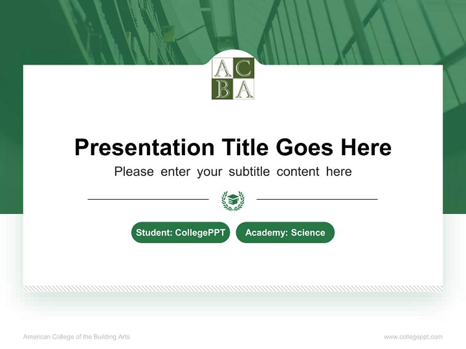 American College of the Building Arts National Scholarship Defense PPT Template4:3 ratio PPT effect preview image4