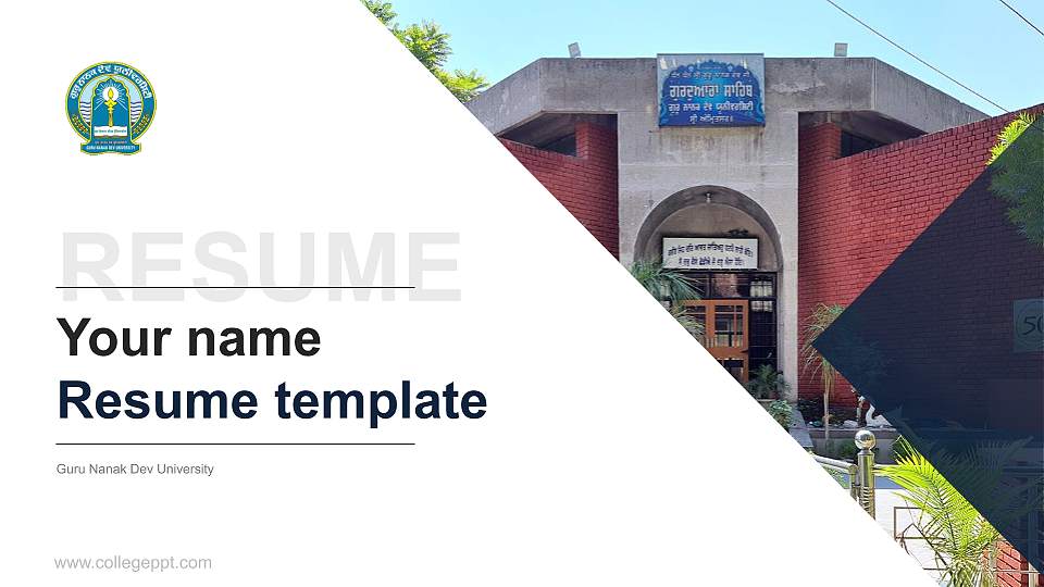 Guru Nanak Dev University Resume PPT Template16:9 ratio PPT effect preview image