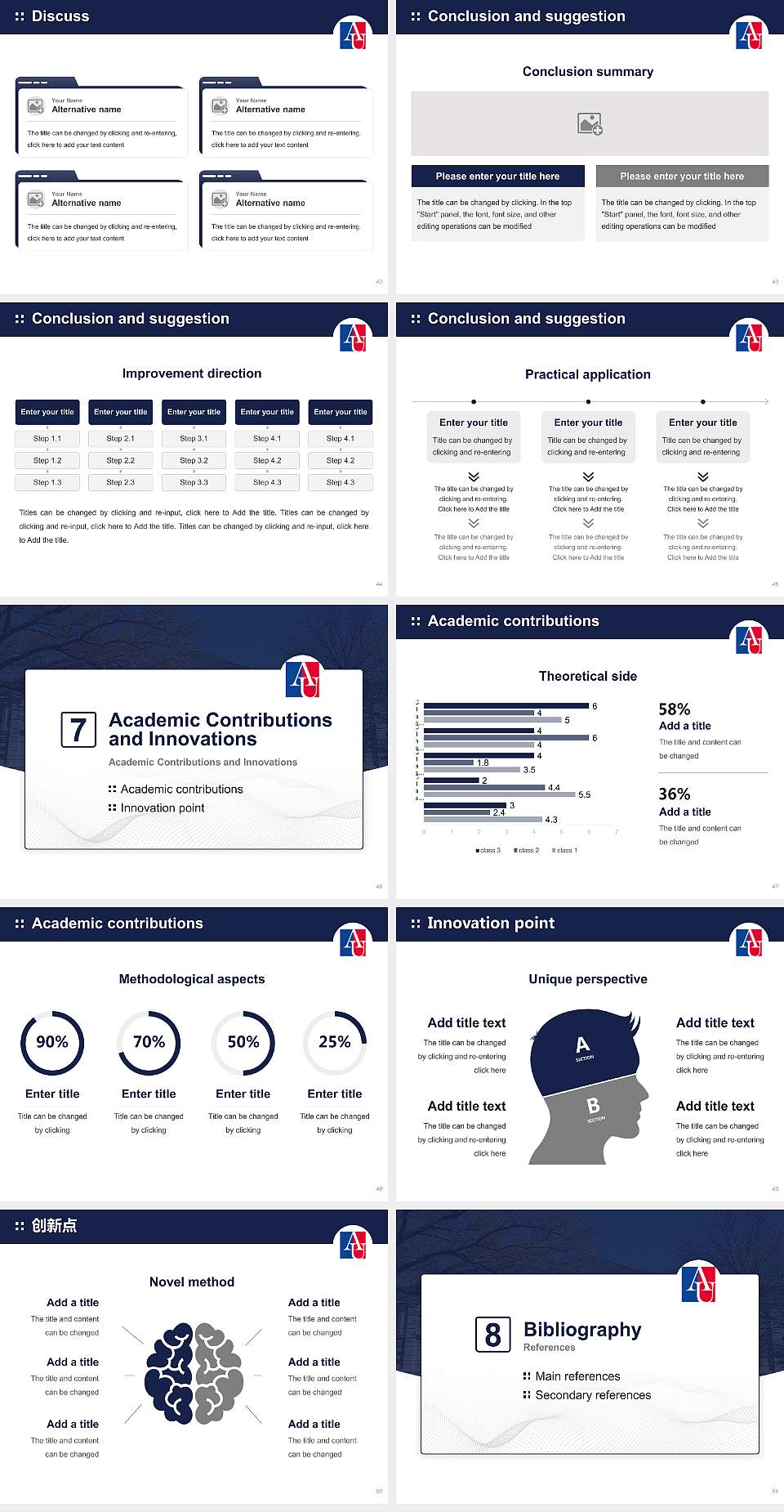 American University Graduation Thesis Defense PPT Template4:3 ratio PPT effect preview image6