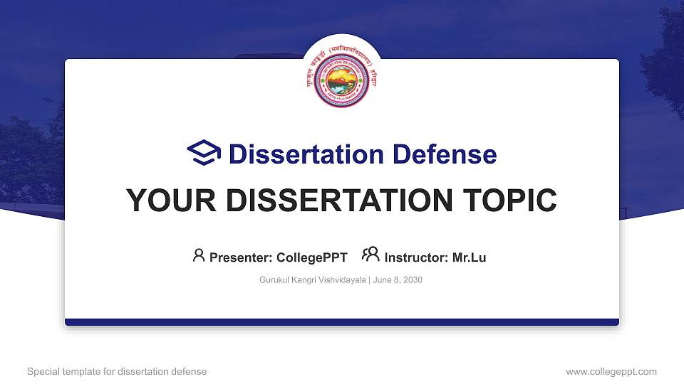 Gurukul Kangri Vishvidayala Graduation Thesis Defense PPT Template16:9 ratio PPT effect preview image