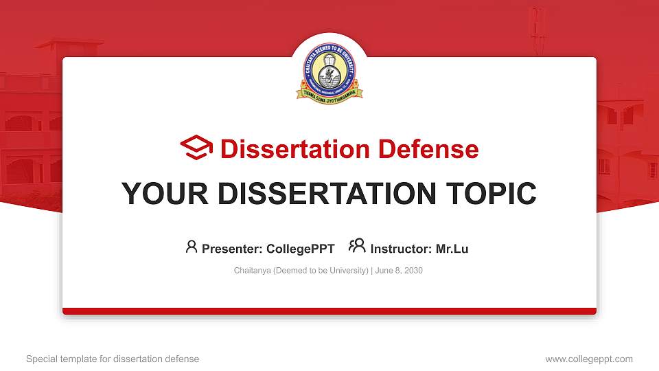 Chaitanya (Deemed to be University) Graduation Thesis Defense PPT Template16:9 ratio PPT effect preview image