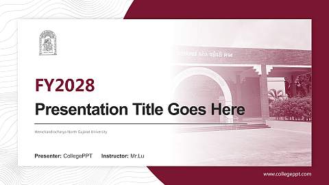 Hemchandracharya North Gujarat University Academic Presentation/Research Findings Report PPT Template