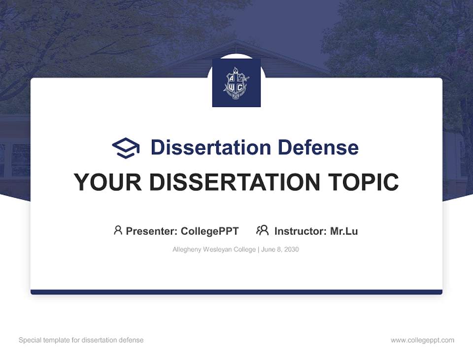 Allegheny Wesleyan College Graduation Thesis Defense PPT Template4:3 ratio PPT effect preview image7