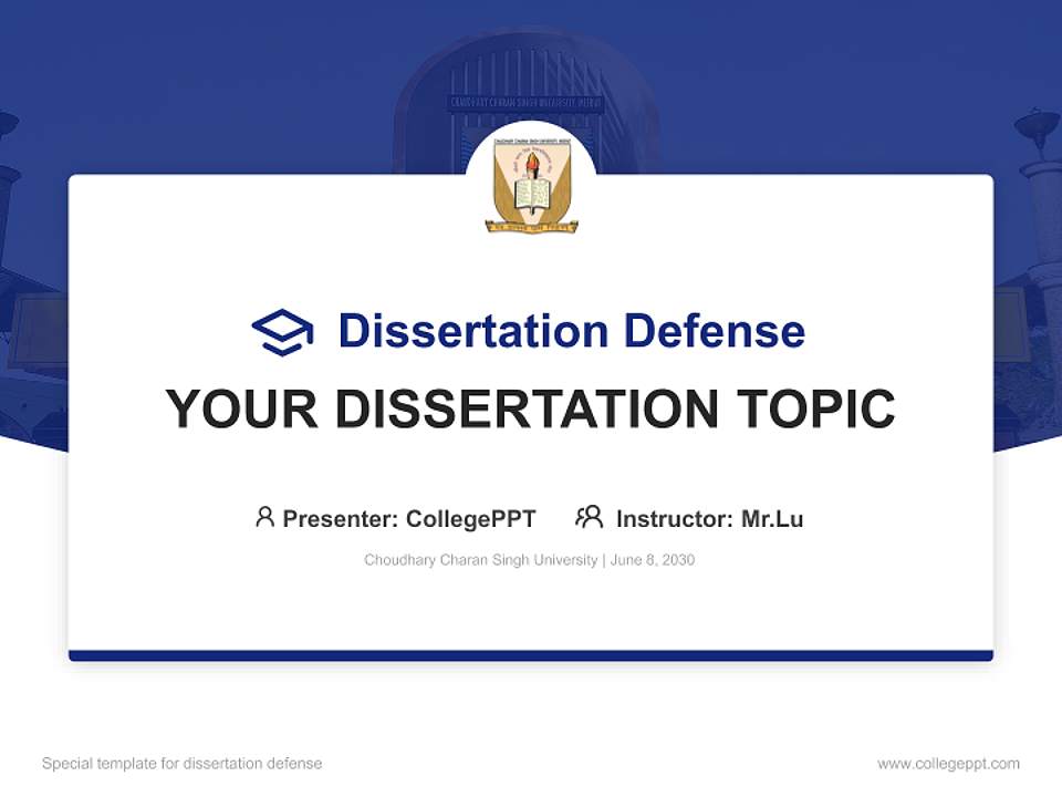 Choudhary Charan Singh University Graduation Thesis Defense PPT Template4:3 ratio PPT effect preview image7