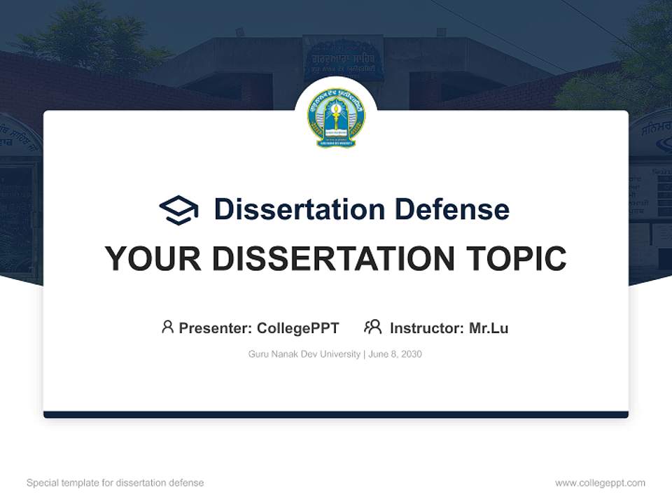 Guru Nanak Dev University Graduation Thesis Defense PPT Template4:3 ratio PPT effect preview image7