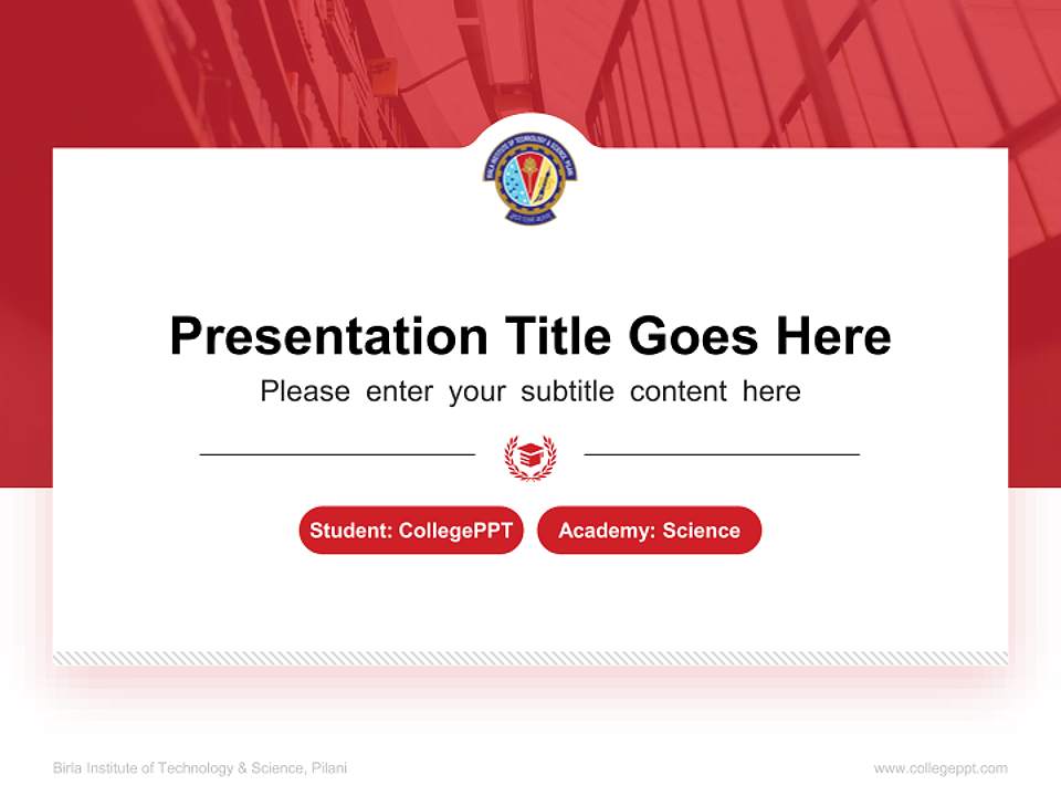 Birla Institute of Technology & Science, Pilani National Scholarship Defense PPT Template4:3 ratio PPT effect preview image4