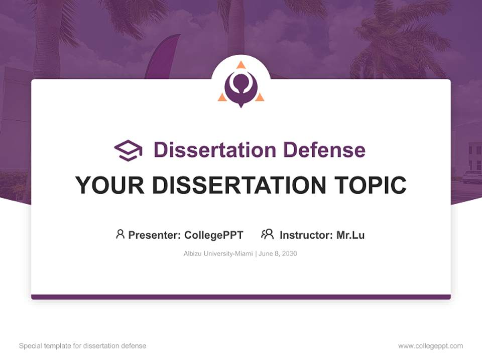 Albizu University-Miami Graduation Thesis Defense PPT Template4:3 ratio PPT effect preview image7