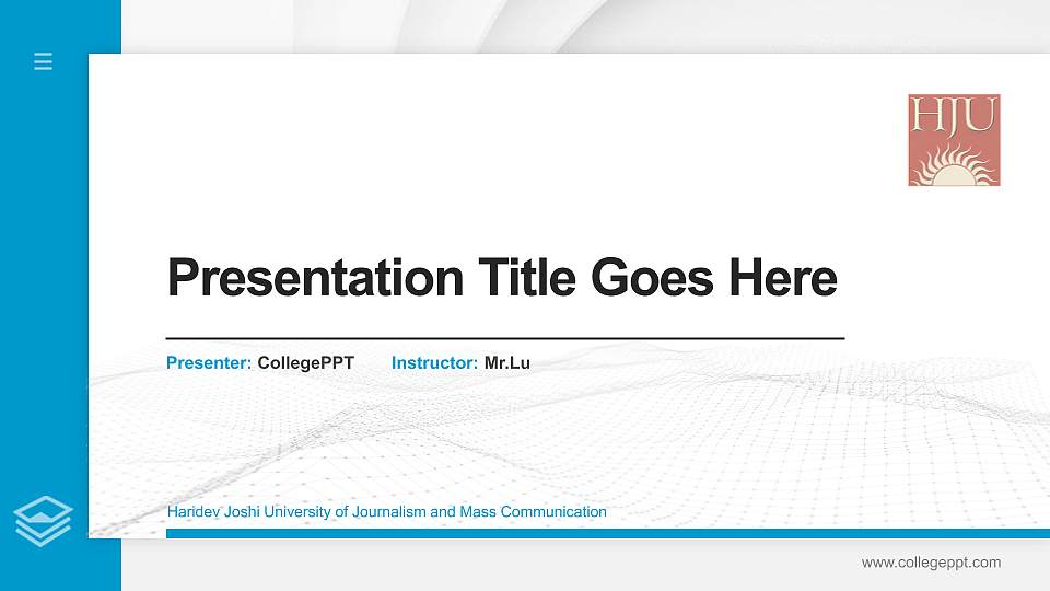 Haridev Joshi University of Journalism and Mass Communication Thesis Proposal/Graduation Defense PPT Template16:9 ratio PPT effect preview image