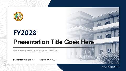 Centurion University of Technology and Management, Visakhapatnam Academic Presentation/Research Findings Report PPT Template