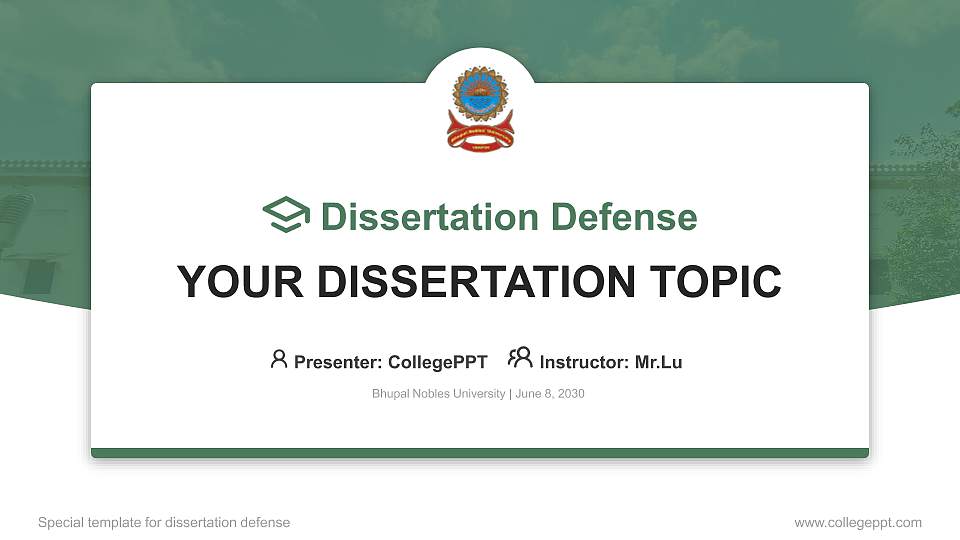 Bhupal Nobles University Graduation Thesis Defense PPT Template16:9 ratio PPT effect preview image