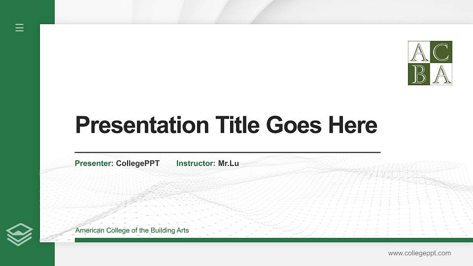 American College of the Building Arts Thesis Proposal/Graduation Defense PPT Template16:9 ratio PPT effect preview image