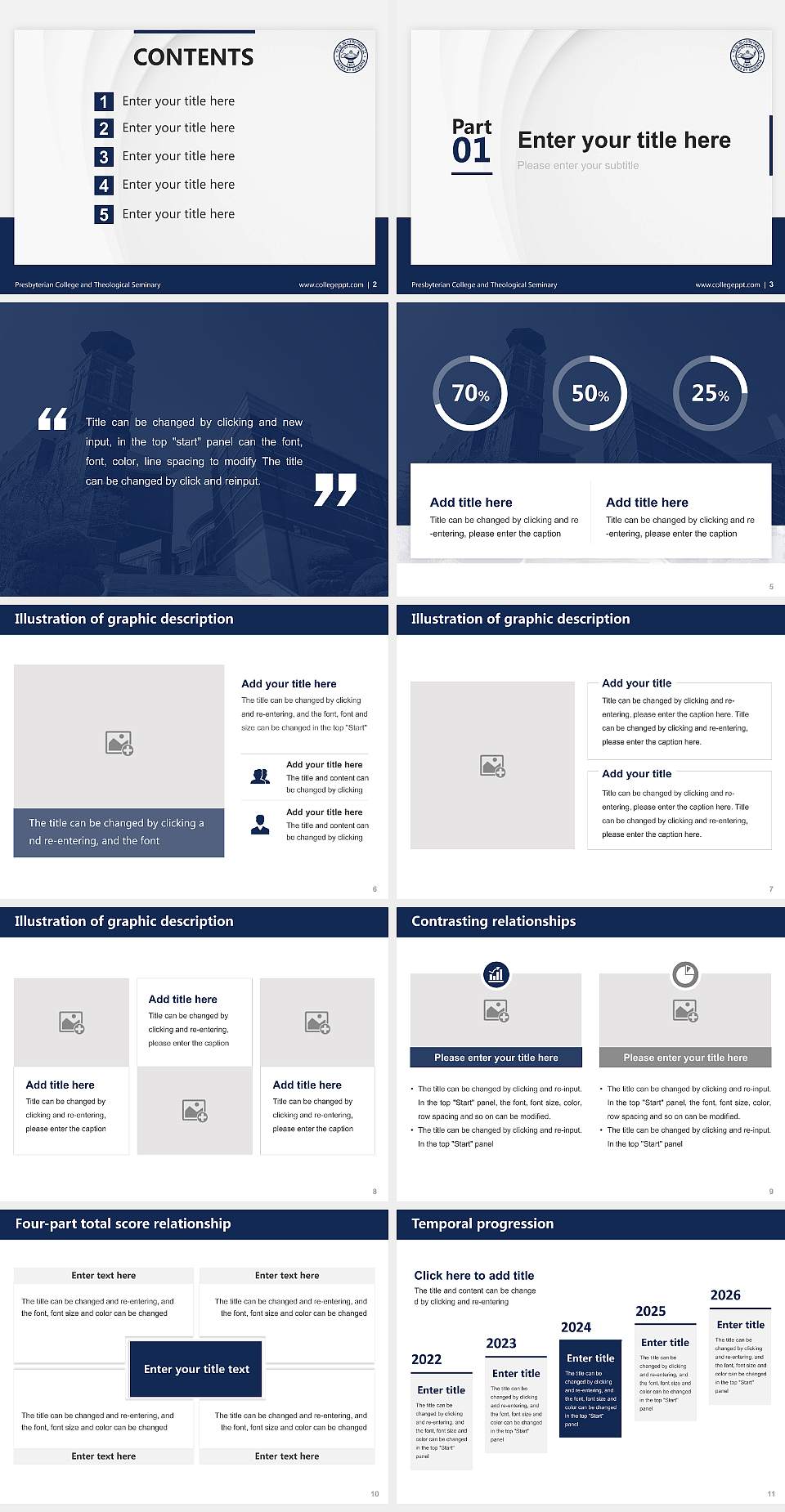 Presbyterian College and Theological Seminary Thesis Proposal/Graduation Defense PPT Template4:3 ratio PPT effect preview image2