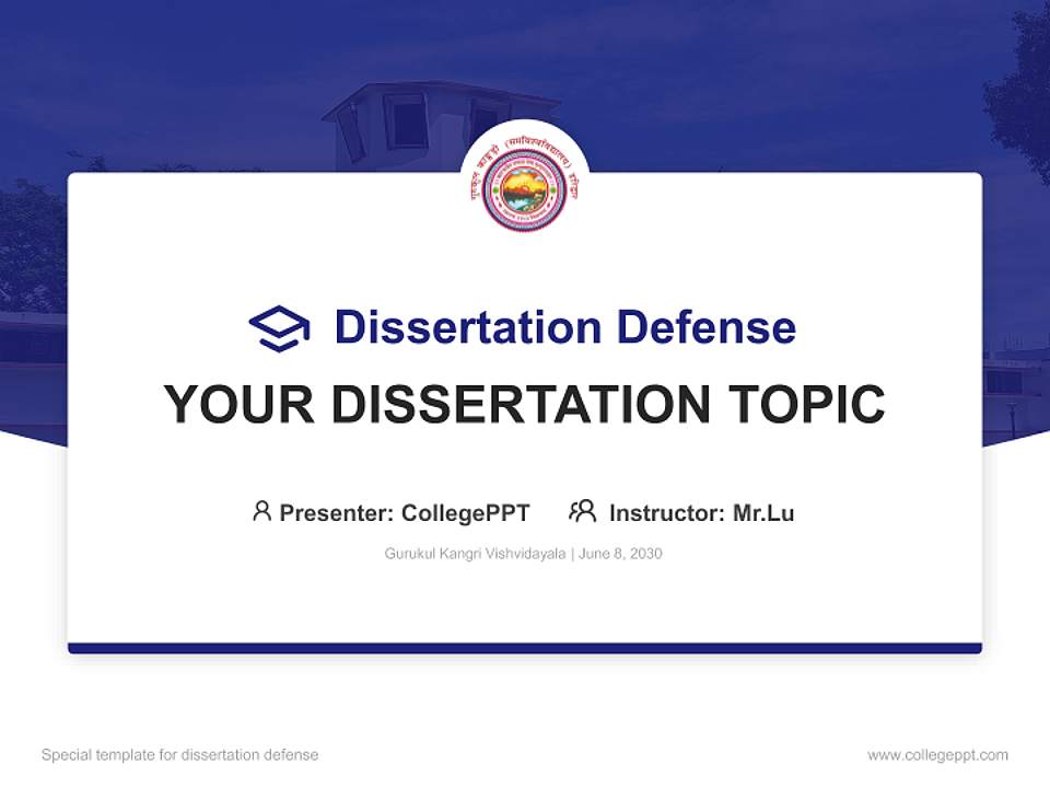 Gurukul Kangri Vishvidayala Graduation Thesis Defense PPT Template4:3 ratio PPT effect preview image7