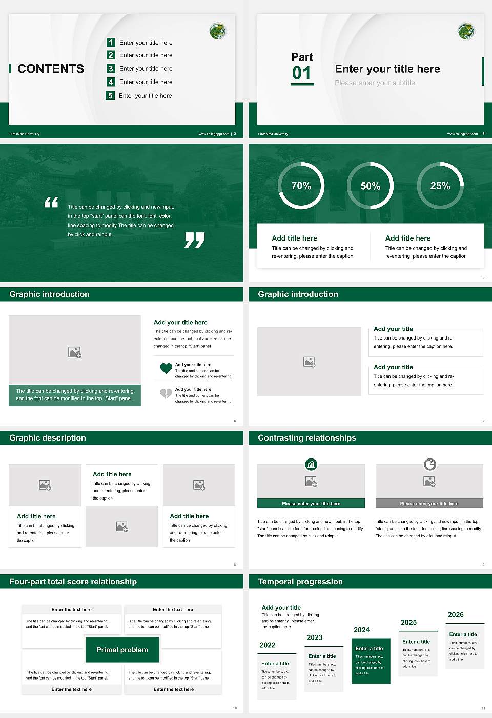 Hiroshima University Thesis Proposal/Graduation Defense PPT Template16:9 ratio PPT effect preview image2