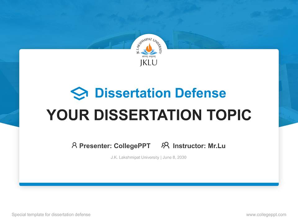 J.K. Lakshmipat University Graduation Thesis Defense PPT Template4:3 ratio PPT effect preview image7