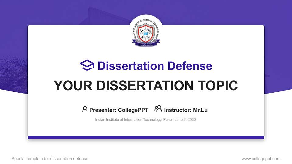 Indian Institute of Information Technology, Pune Graduation Thesis Defense PPT Template16:9 ratio PPT effect preview image