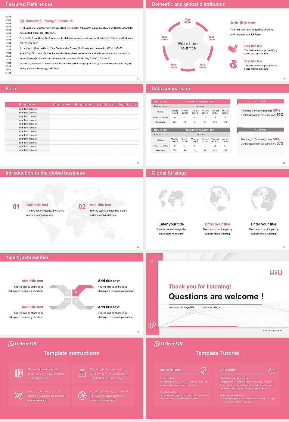 Hiroshima International University Thesis Proposal/Graduation Defense PPT Template16:9 ratio PPT effect preview image4