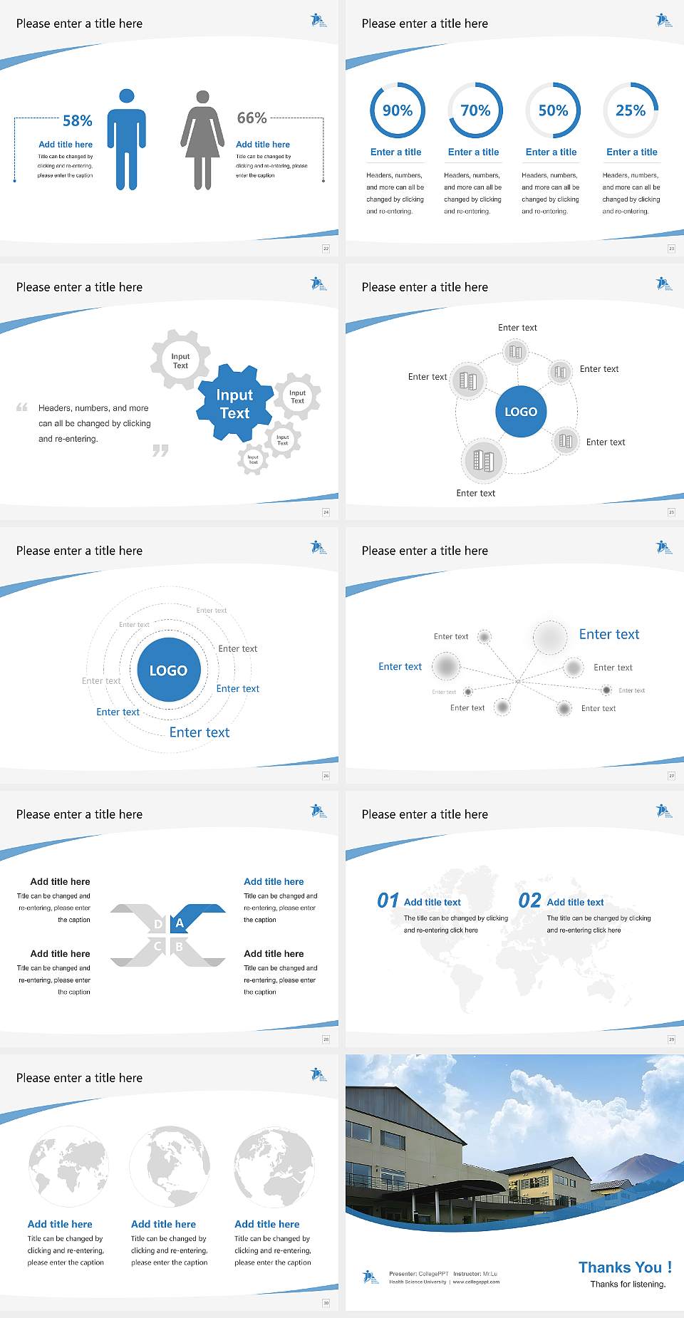 Health Science University Course/Courseware Creation PPT Template4:3 ratio PPT effect preview image4