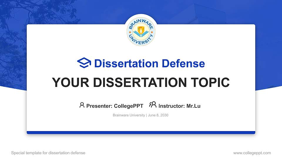 Brainware University Graduation Thesis Defense PPT Template16:9 ratio PPT effect preview image