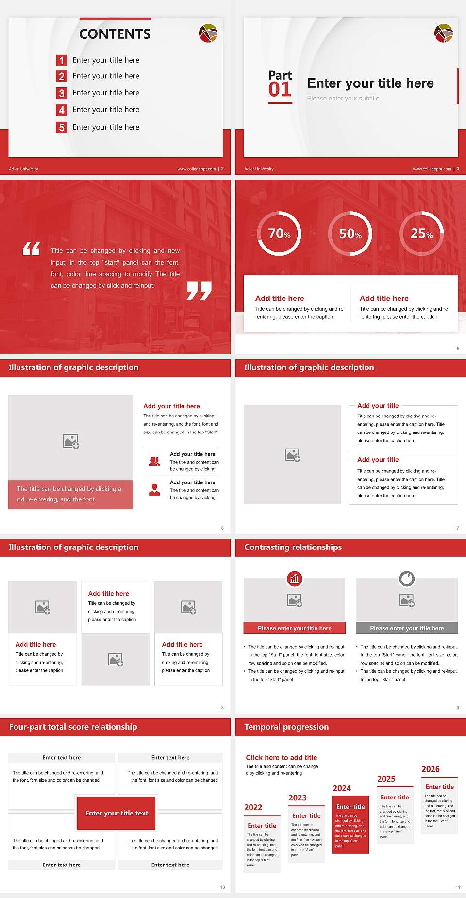 Adler University Thesis Proposal/Graduation Defense PPT Template4:3 ratio PPT effect preview image2