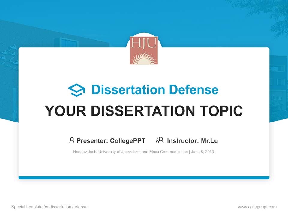 Haridev Joshi University of Journalism and Mass Communication Graduation Thesis Defense PPT Template4:3 ratio PPT effect preview image7