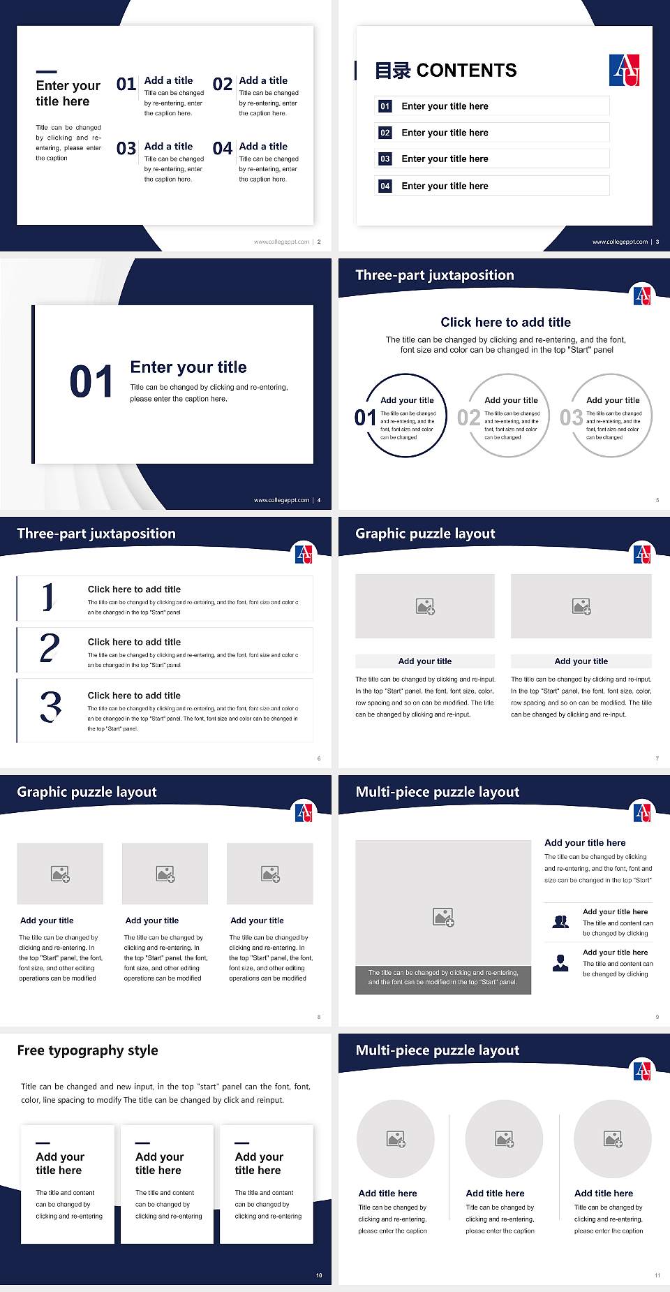 American University Academic Presentation/Research Findings Report PPT Template4:3 ratio PPT effect preview image2