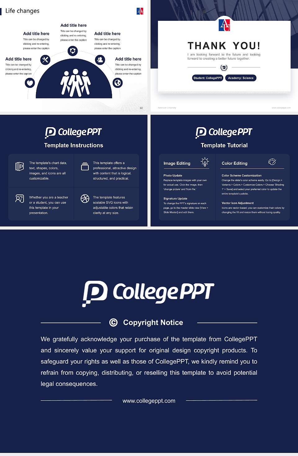 American University National Scholarship Defense PPT Template4:3 ratio PPT effect preview image4