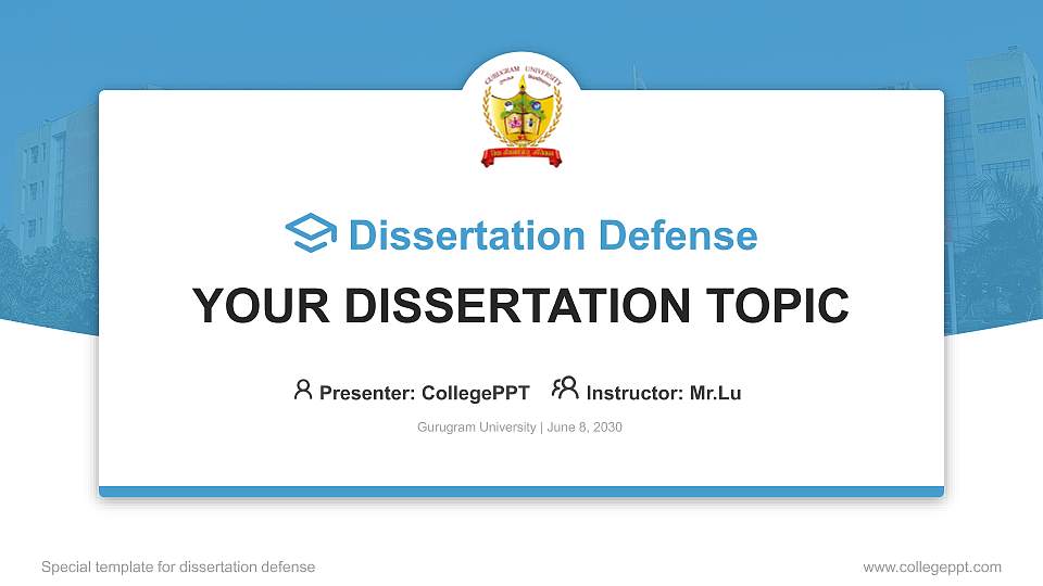 Gurugram University Graduation Thesis Defense PPT Template16:9 ratio PPT effect preview image