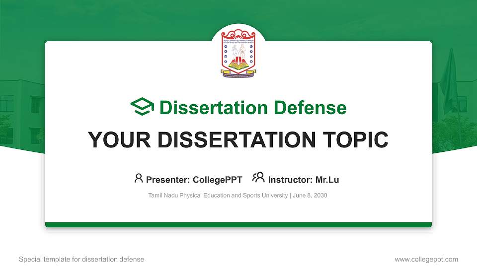 Tamil Nadu Physical Education and Sports University Graduation Thesis Defense PPT Template16:9 ratio PPT effect preview image